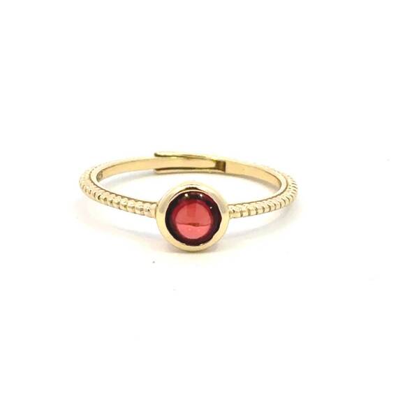 NEW AAMIAA color candy collection ring with 5mm round garnet in silver/14k yello
